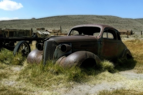 A rusty, old car