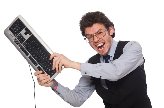 A man holding a keyboard