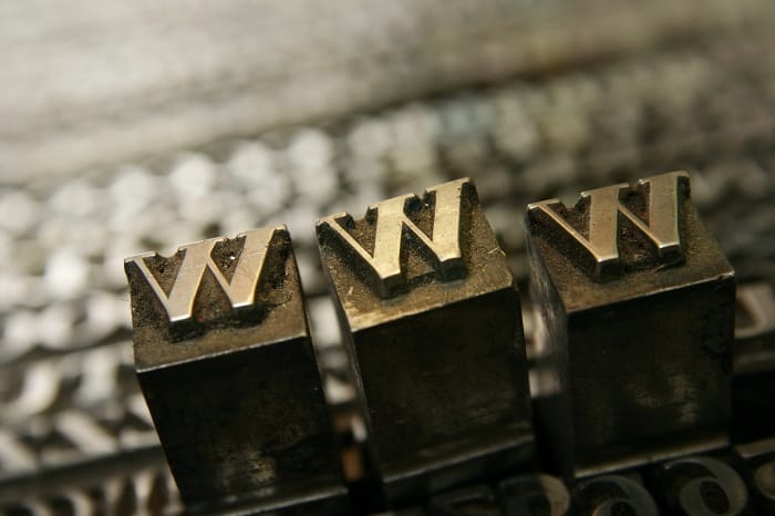 Close up of metal letters WWW