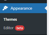 Screenshot of Appearance menu from Wordpress