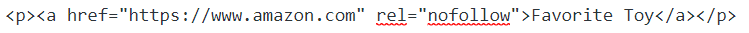 HTML for link to Amazon with rel=nofollow added