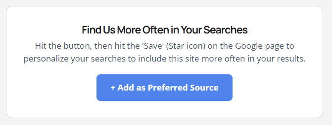 Google Trusted Source Button